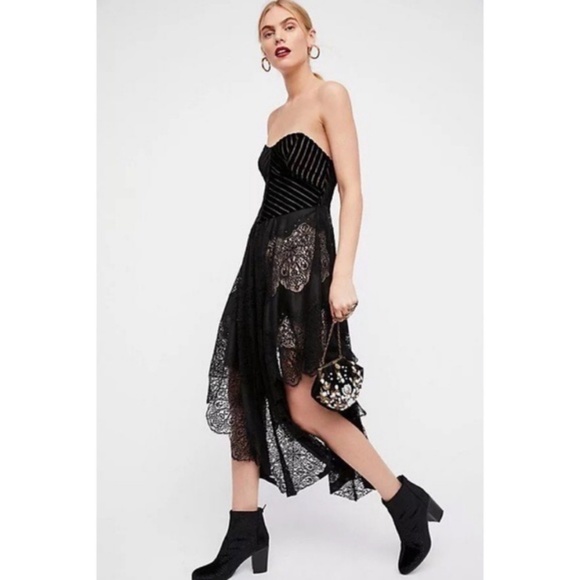 SOLD $168 FREE PEOPLE Dark Fairy Velvet Midi Dress - Picture 2 of 8